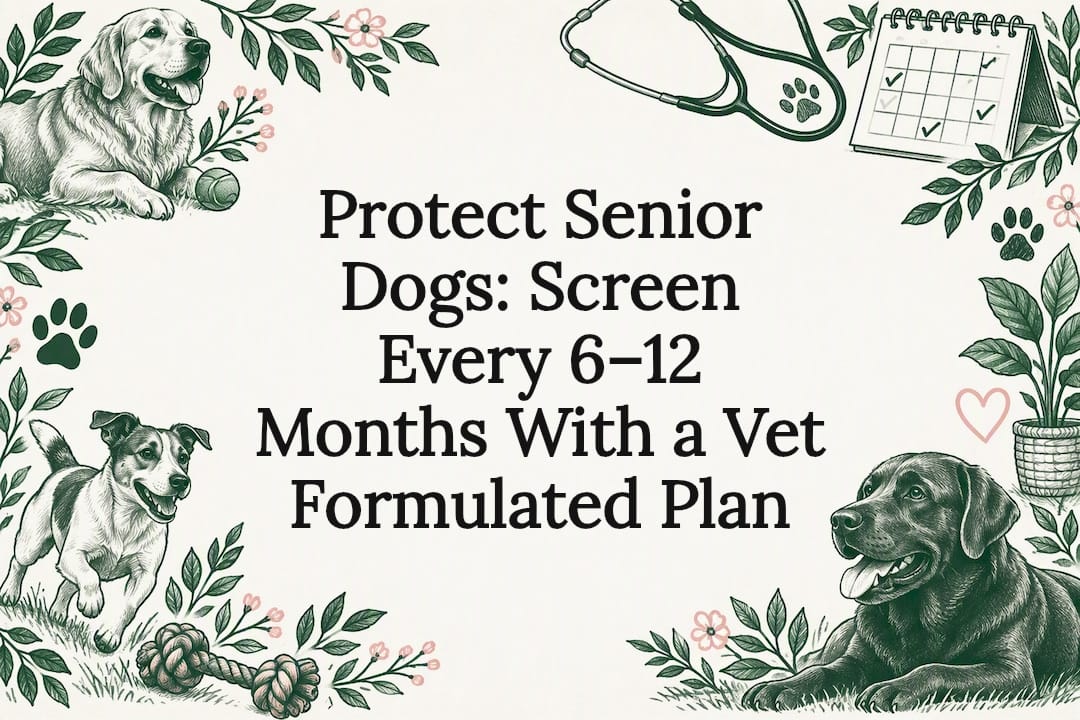 Decorative title card with active dogs and calendar